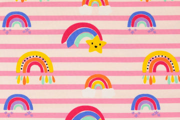 French Terry gestreift mit Regenbogen, rosa, 0,5 m
